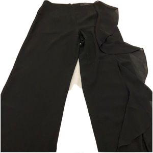 JS boutique women's wide leg pants with frill piece  on one leg only. Size: 6.